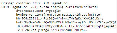 Eksempel på DKIM signatur